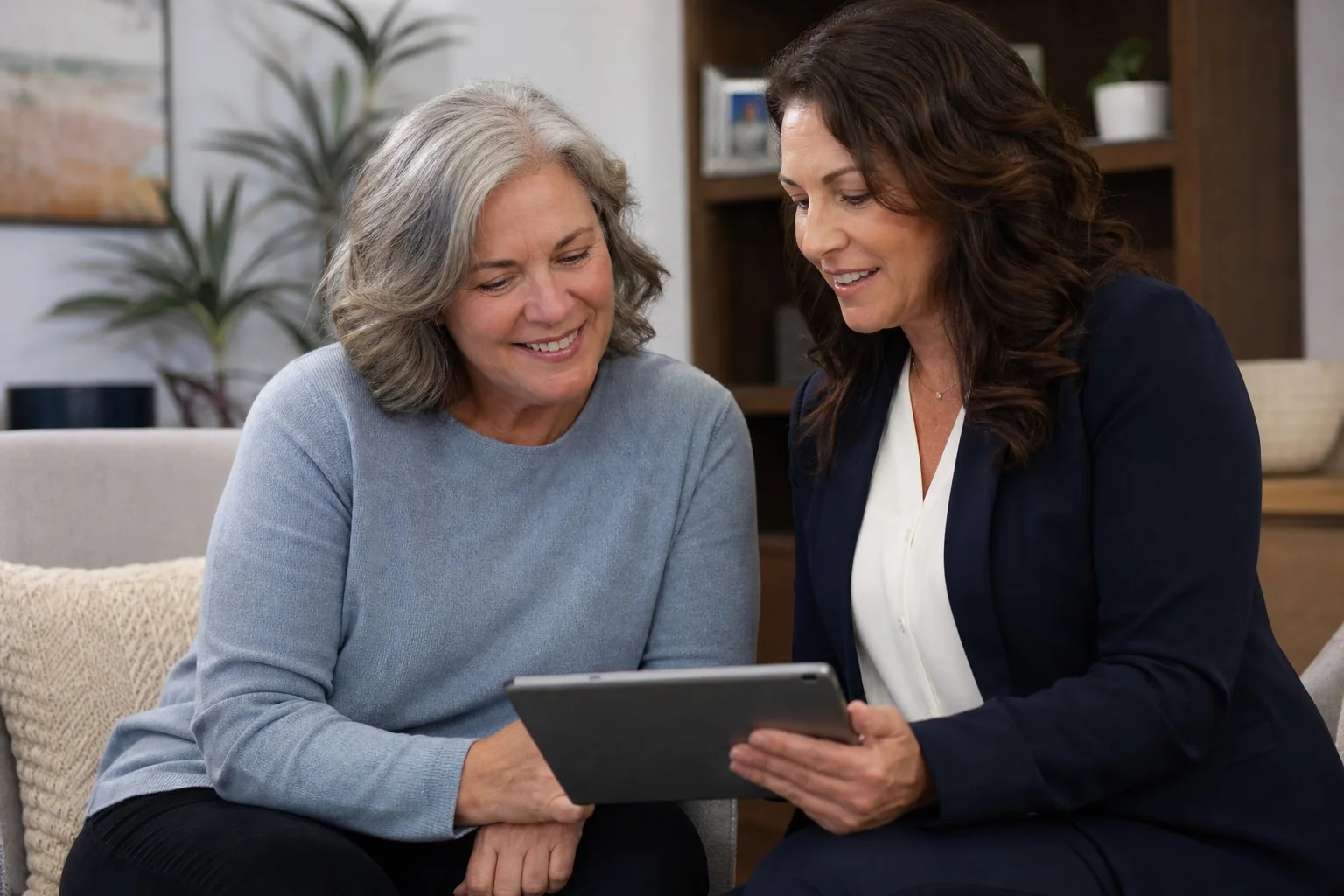 A woman reviewing a personalized plan with a pelvic-health professional.